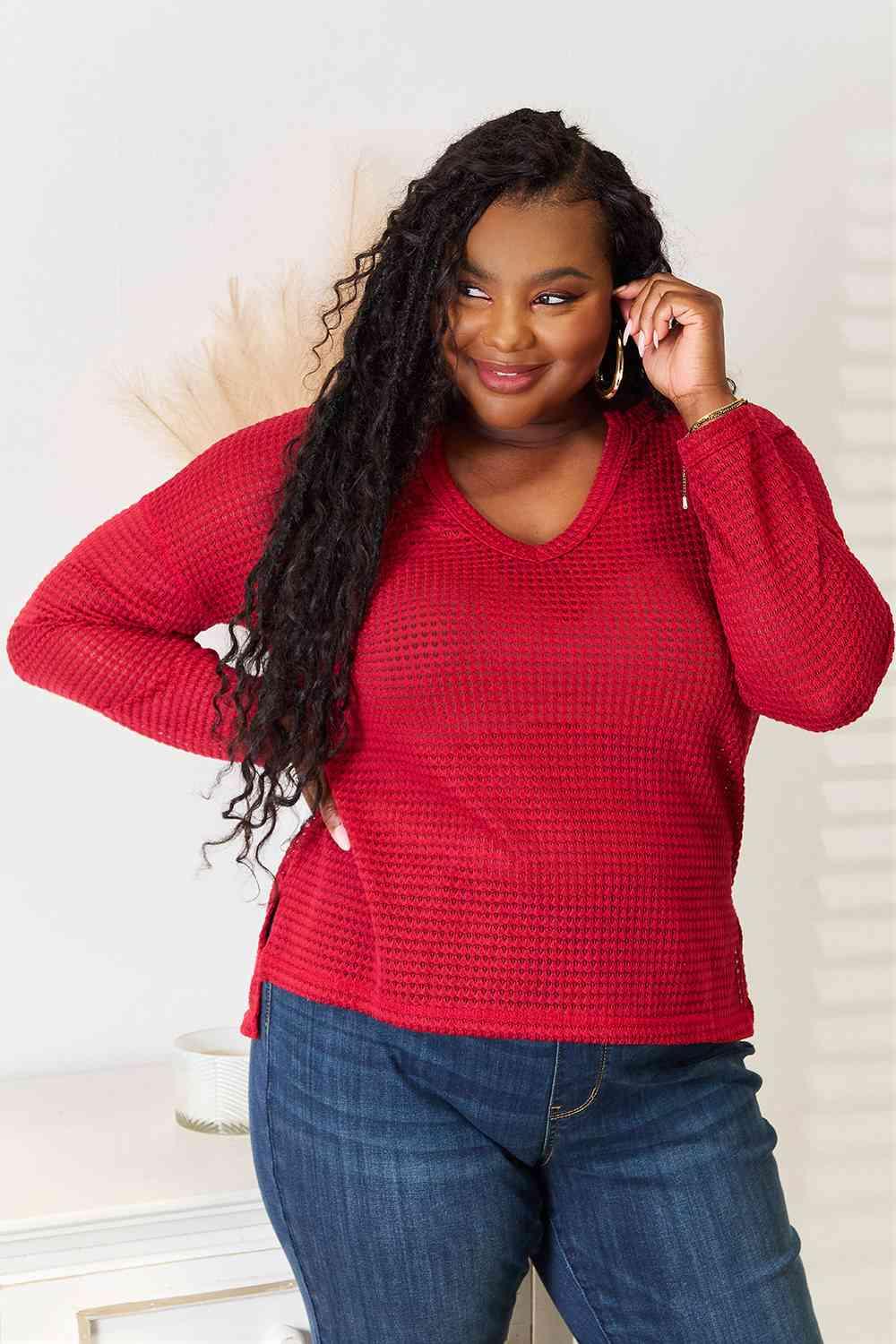Get trendy with Full Size Wide Notch Relax Top - Tops available at Styles Code. Grab yours today!