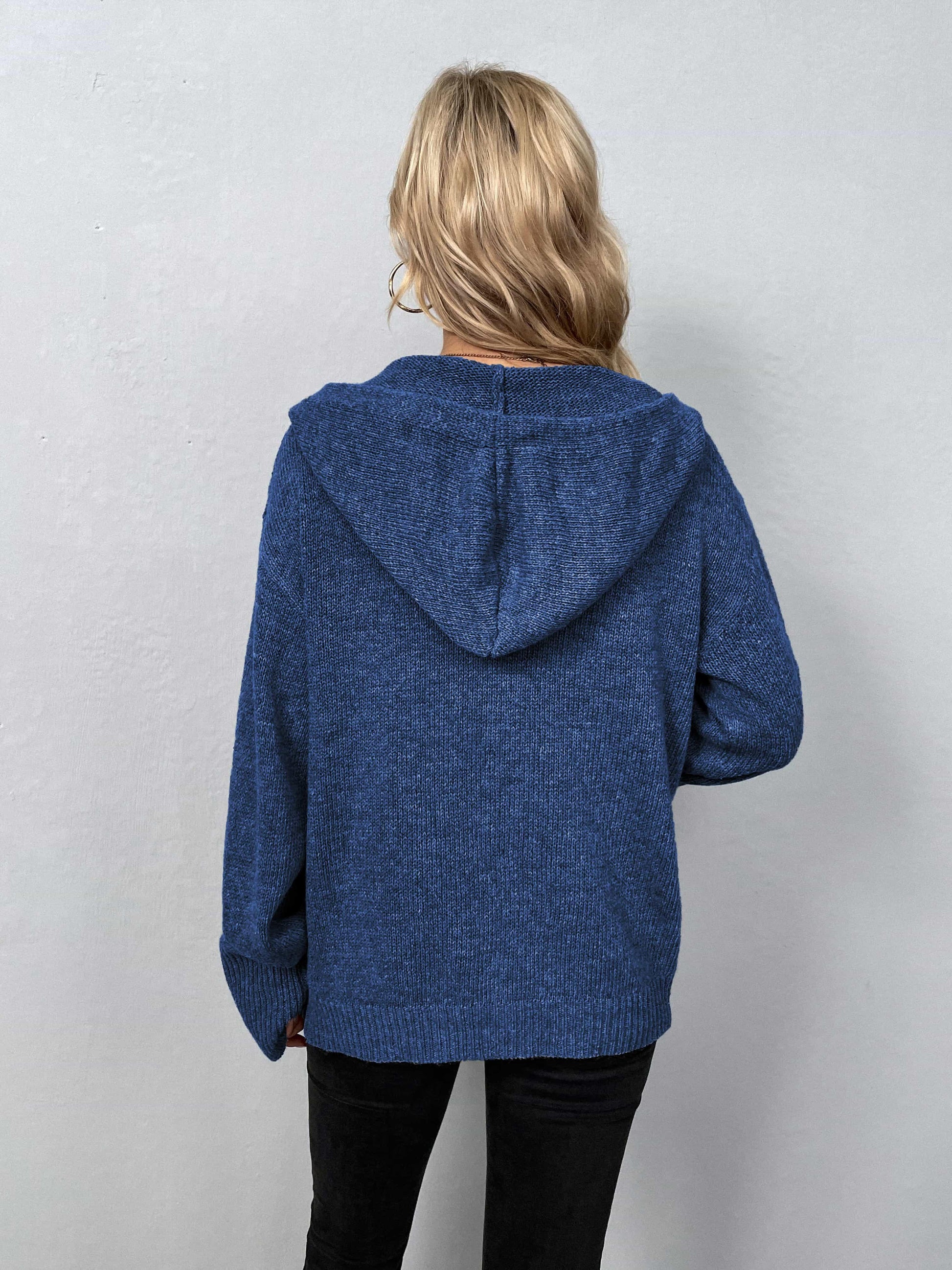 Get trendy with Button-Down Long Sleeve Hooded Sweater - Tops available at Styles Code. Grab yours today!