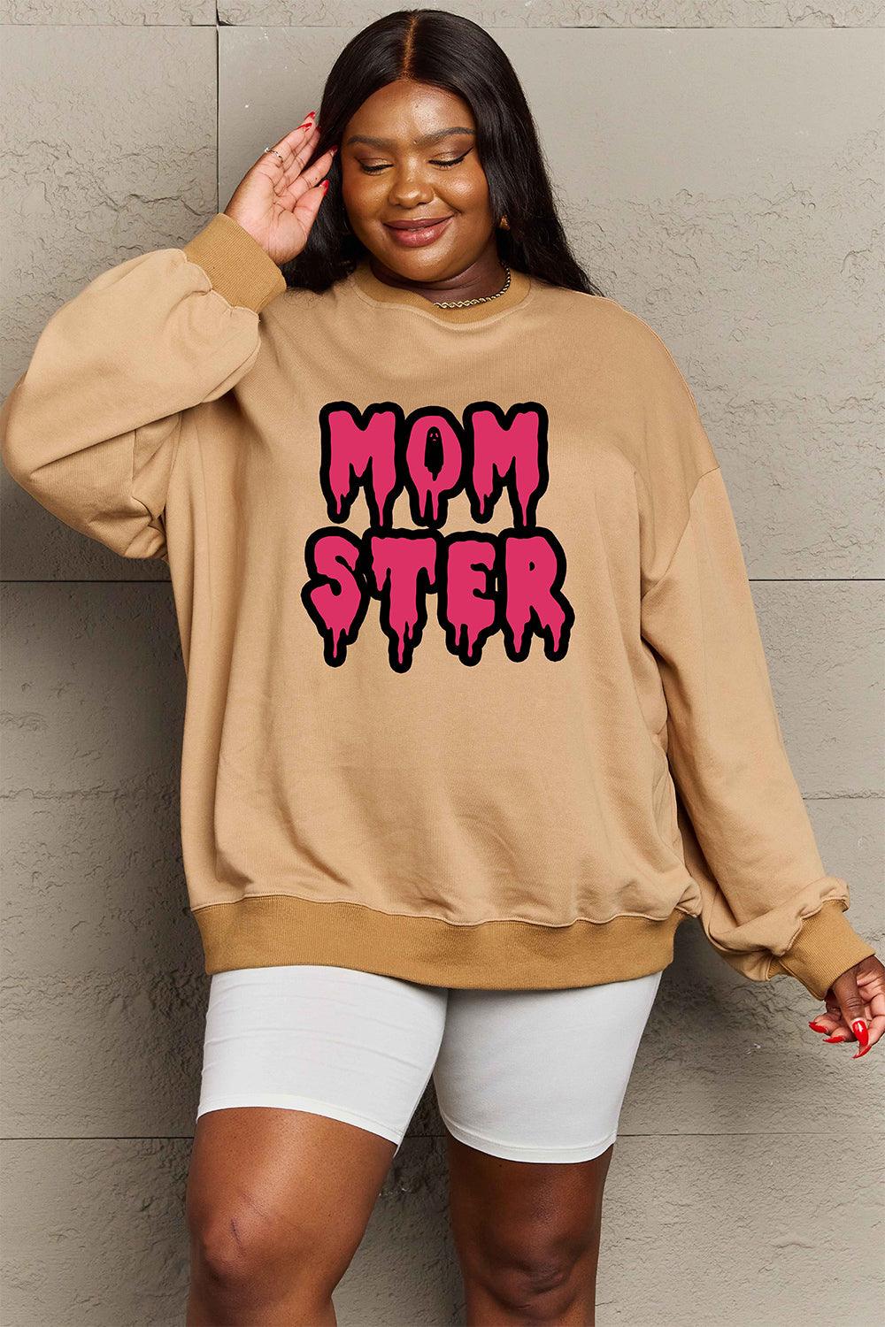 Get trendy with Simply Love Full Size MOM STER Graphic Sweatshirt - Halloween Clothes available at Styles Code. Grab yours today!