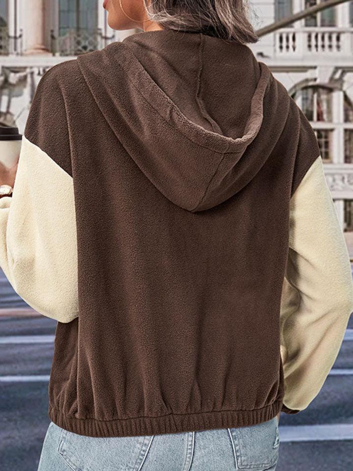 Get trendy with Two-Tone Zip-Up Dropped Shoulder Hooded Jacket - Jackets available at Styles Code. Grab yours today!