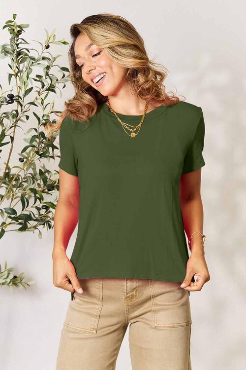 Get trendy with Basic Bae Full Size Round Neck Short Sleeve T-Shirt - available at Styles Code. Grab yours today!