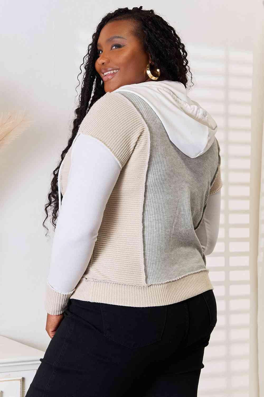 Get trendy with Color Block Exposed Seam Drawstring Hoodie - Hoodie available at Styles Code. Grab yours today!