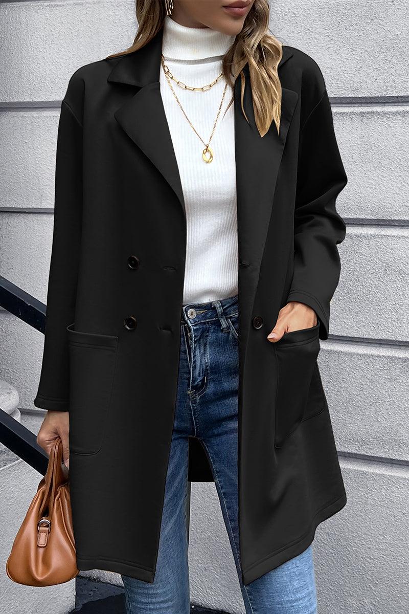 Get trendy with Lapel Collar Long Sleeve Blazer - Blazers available at Styles Code. Grab yours today!