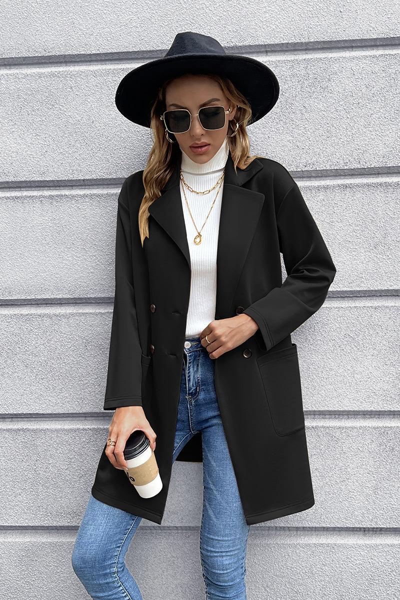 Get trendy with Lapel Collar Long Sleeve Blazer - Blazers available at Styles Code. Grab yours today!