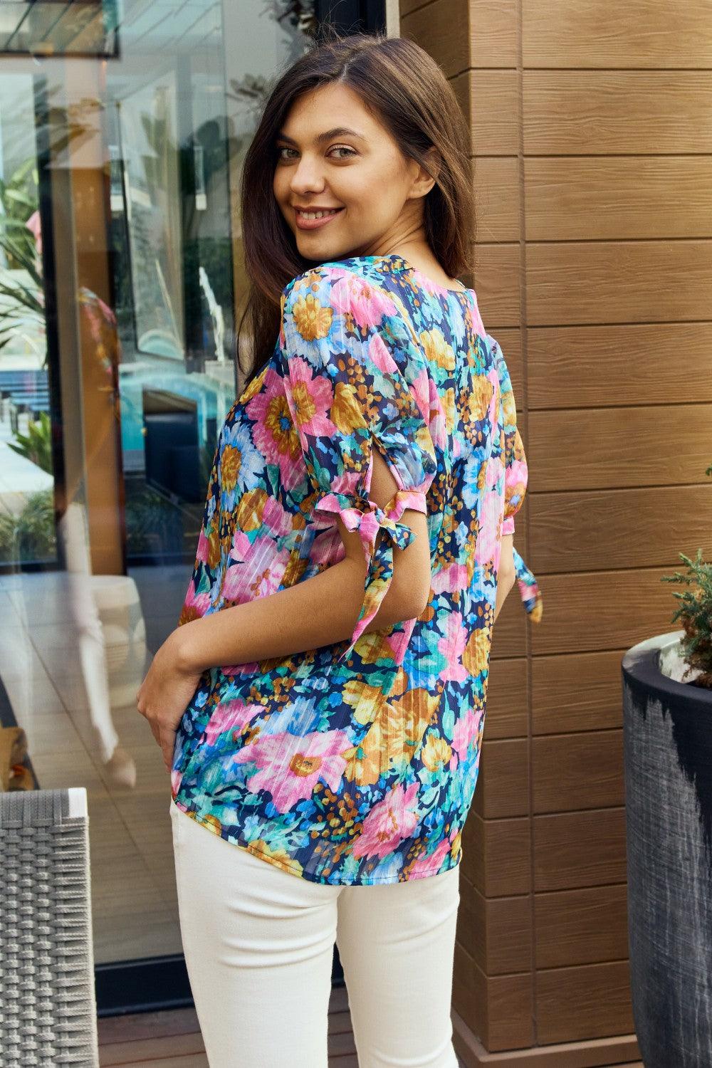 Get trendy with Full Size Floral V-Neck Blouse - available at Styles Code. Grab yours today!