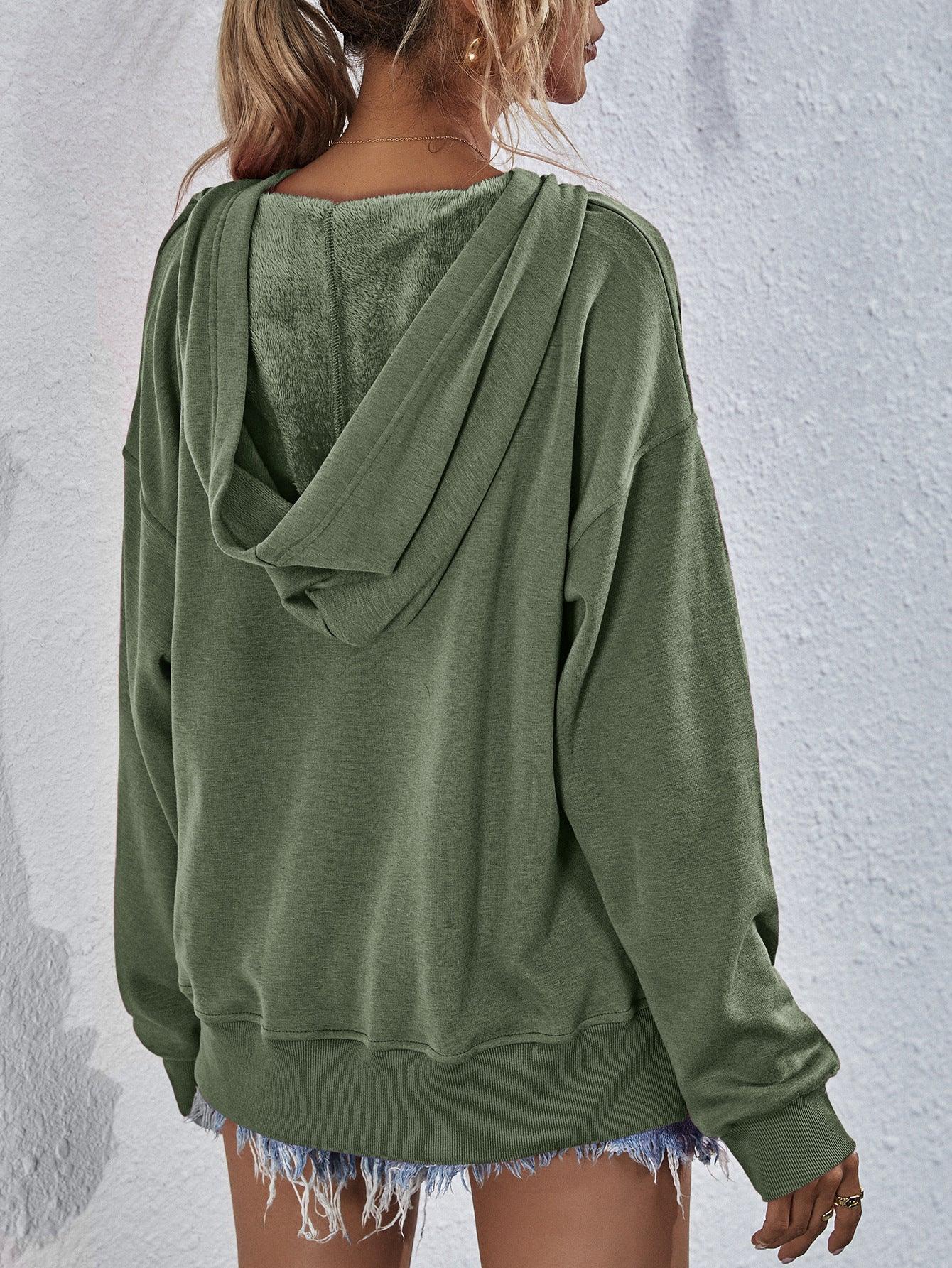 Get trendy with Dropped Shoulder Slit Hoodie - Tops available at Styles Code. Grab yours today!