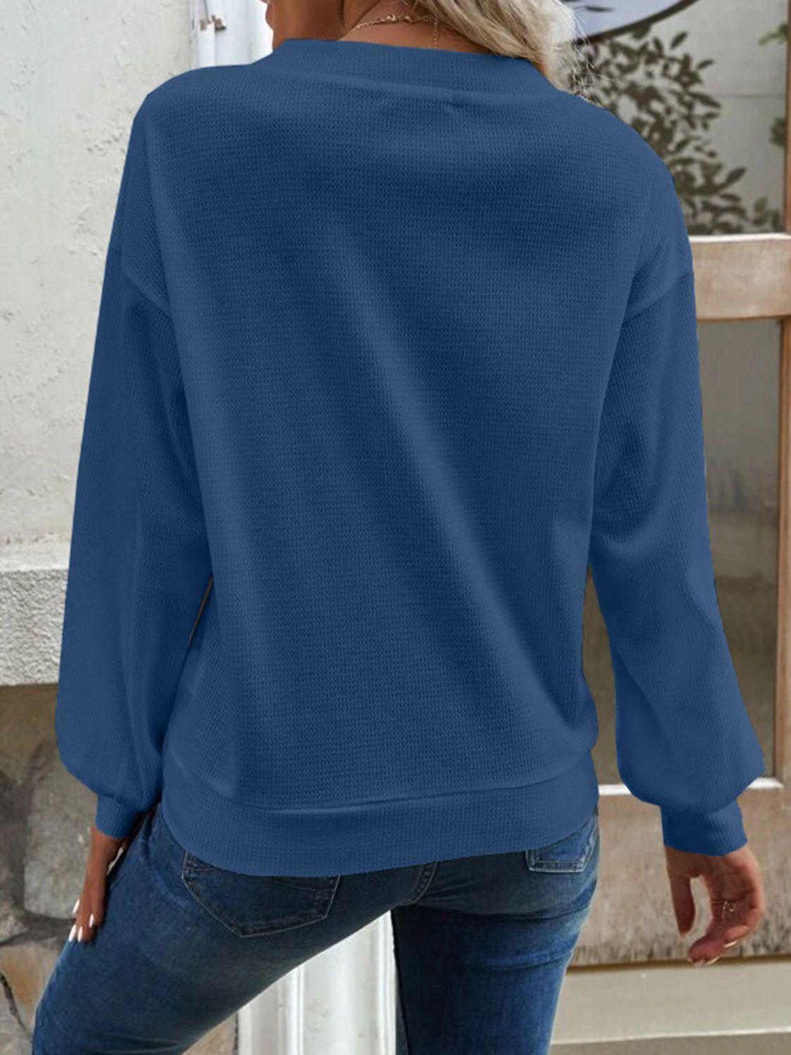 Get trendy with V-Neck Dropped Shoulder Blouse - Tops available at Styles Code. Grab yours today!