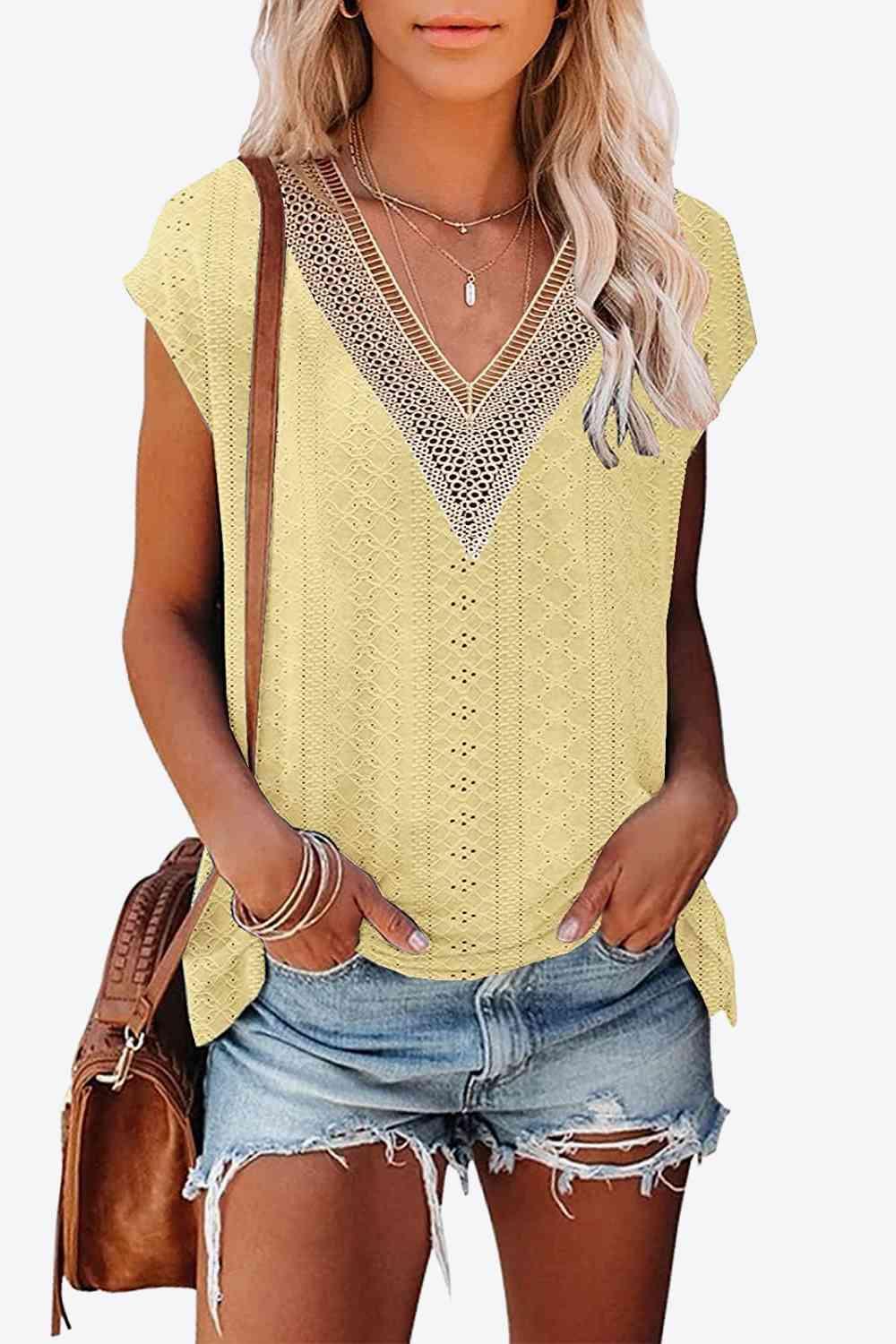Get trendy with Contrast V-Neck Tee - T-Shirt available at Styles Code. Grab yours today!