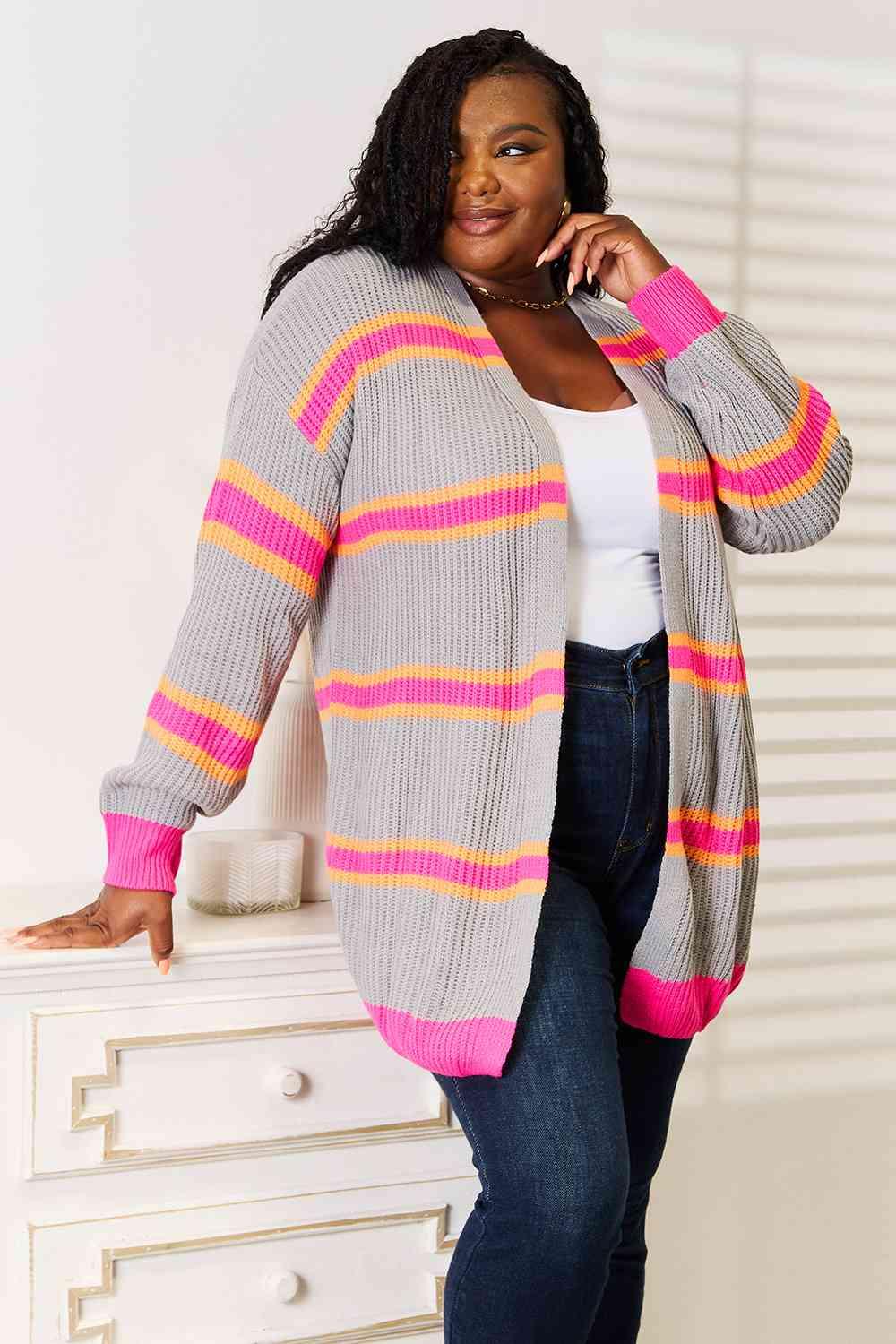 Get trendy with Ribbed Long Sleeve Cardigan - Cardigan available at Styles Code. Grab yours today!