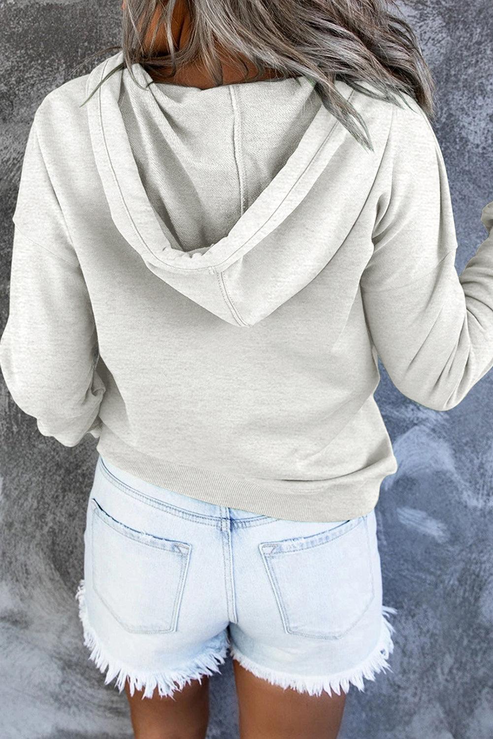 Get trendy with Dropped Shoulder Long Sleeve Hoodie with Pocket - Tops available at Styles Code. Grab yours today!