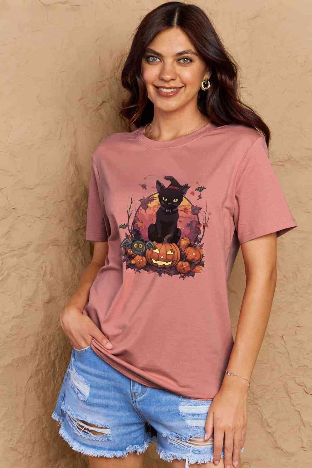 Get trendy with Full Size Halloween Theme Graphic T-Shirt - T-Shirt available at Styles Code. Grab yours today!