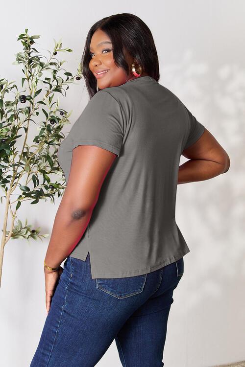 Get trendy with Full Size Round Neck Short Sleeve T-Shirt - available at Styles Code. Grab yours today!