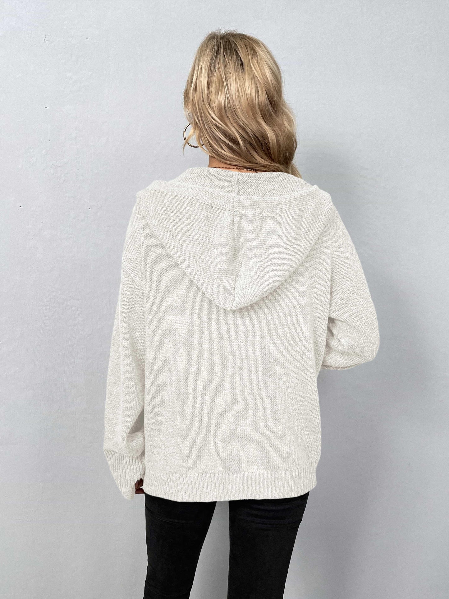 Get trendy with Button-Down Long Sleeve Hooded Sweater - Tops available at Styles Code. Grab yours today!