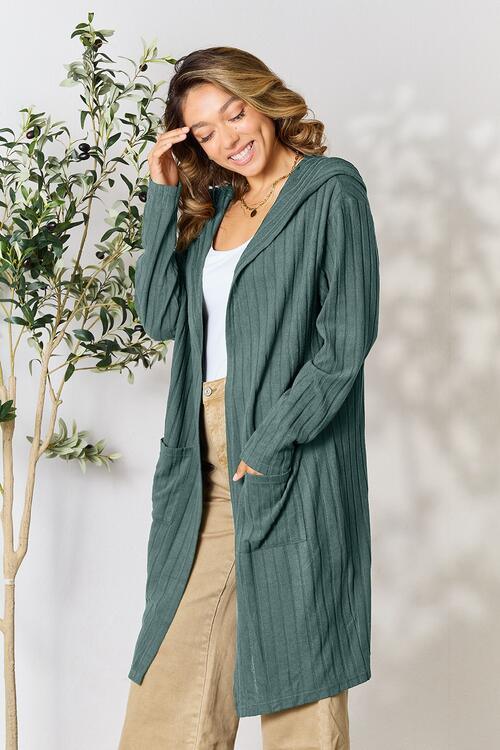 Get trendy with Full Size Hooded Sweater Cardigan - available at Styles Code. Grab yours today!
