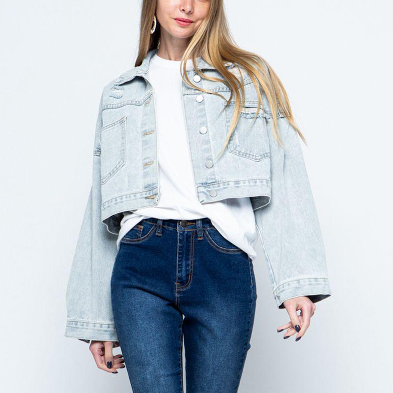 Get trendy with Dropped Shoulder Denim Jacket - Jackets available at Styles Code. Grab yours today!