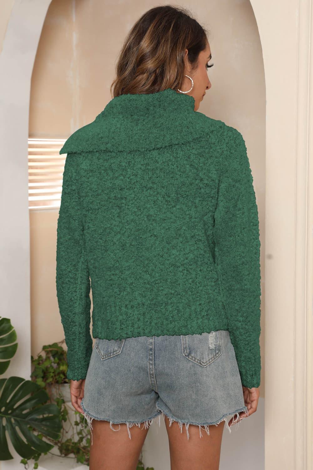 Get trendy with Asymmetrical Neck Long Sleeve Pullover Sweater - Sweater available at Styles Code. Grab yours today!