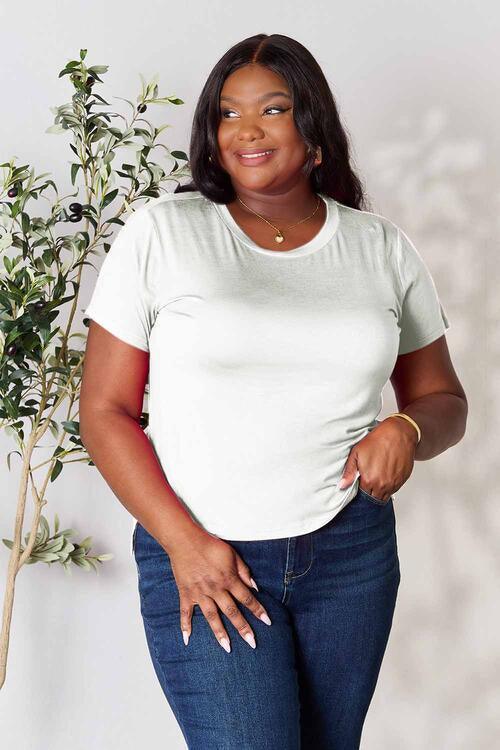 Get trendy with Full Size Round Neck Short Sleeve T-Shirt - available at Styles Code. Grab yours today!