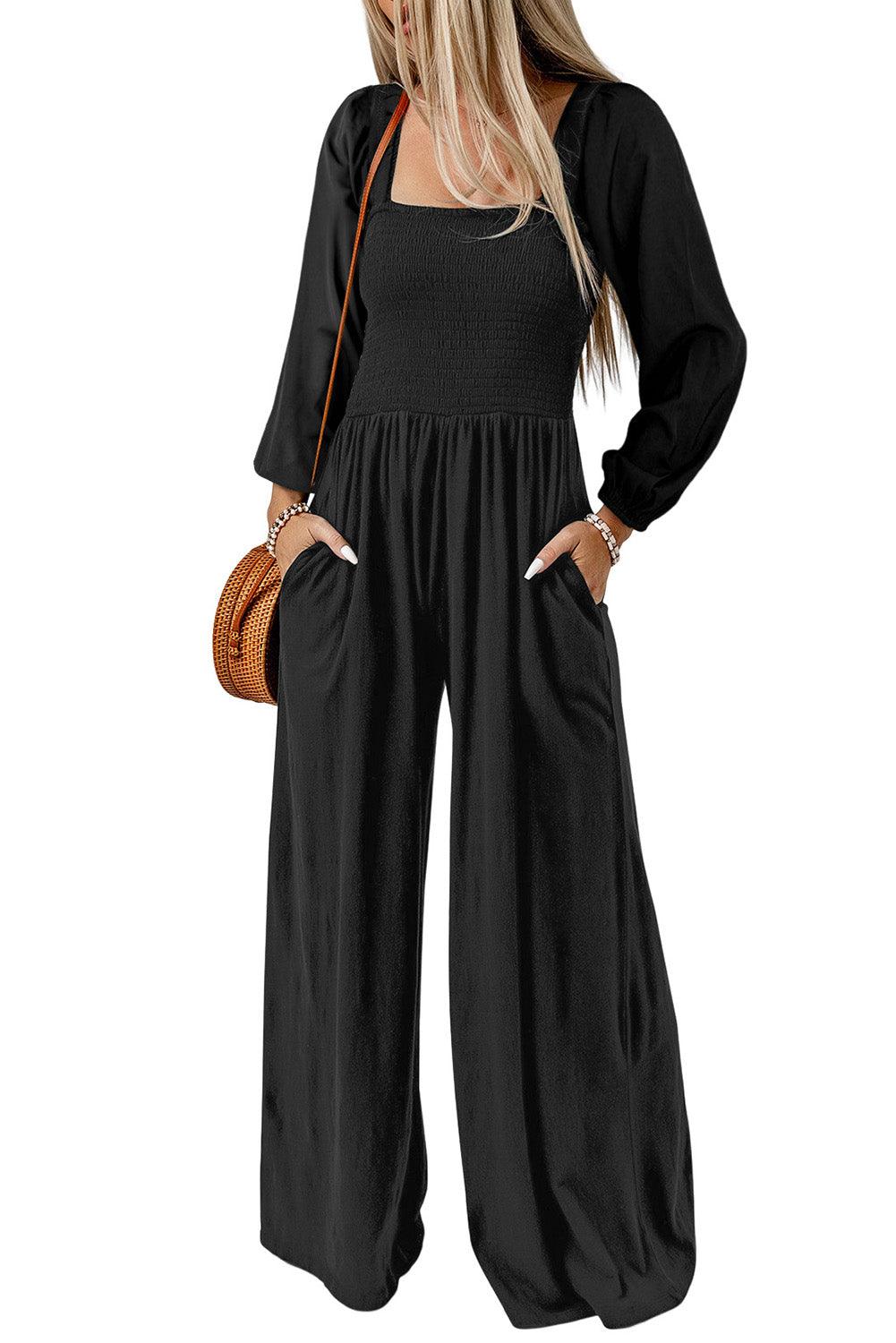 Get trendy with Square Neck Jumpsuit with Pocket - Jumpsuits available at Styles Code. Grab yours today!