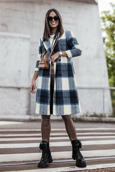 Get trendy with Full Size Plaid Button Up Coat - available at Styles Code. Grab yours today!