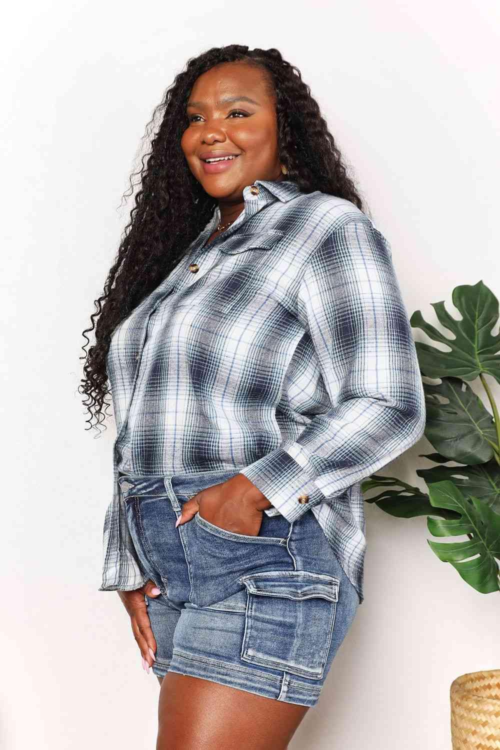 Get trendy with Plaid Dropped Shoulder Shirt - Shirt available at Styles Code. Grab yours today!