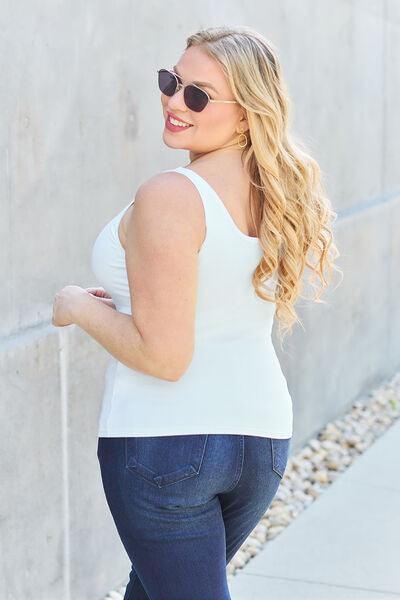 Get trendy with Basic Bae Full Size Square Neck Wide Strap Tank - available at Styles Code. Grab yours today!
