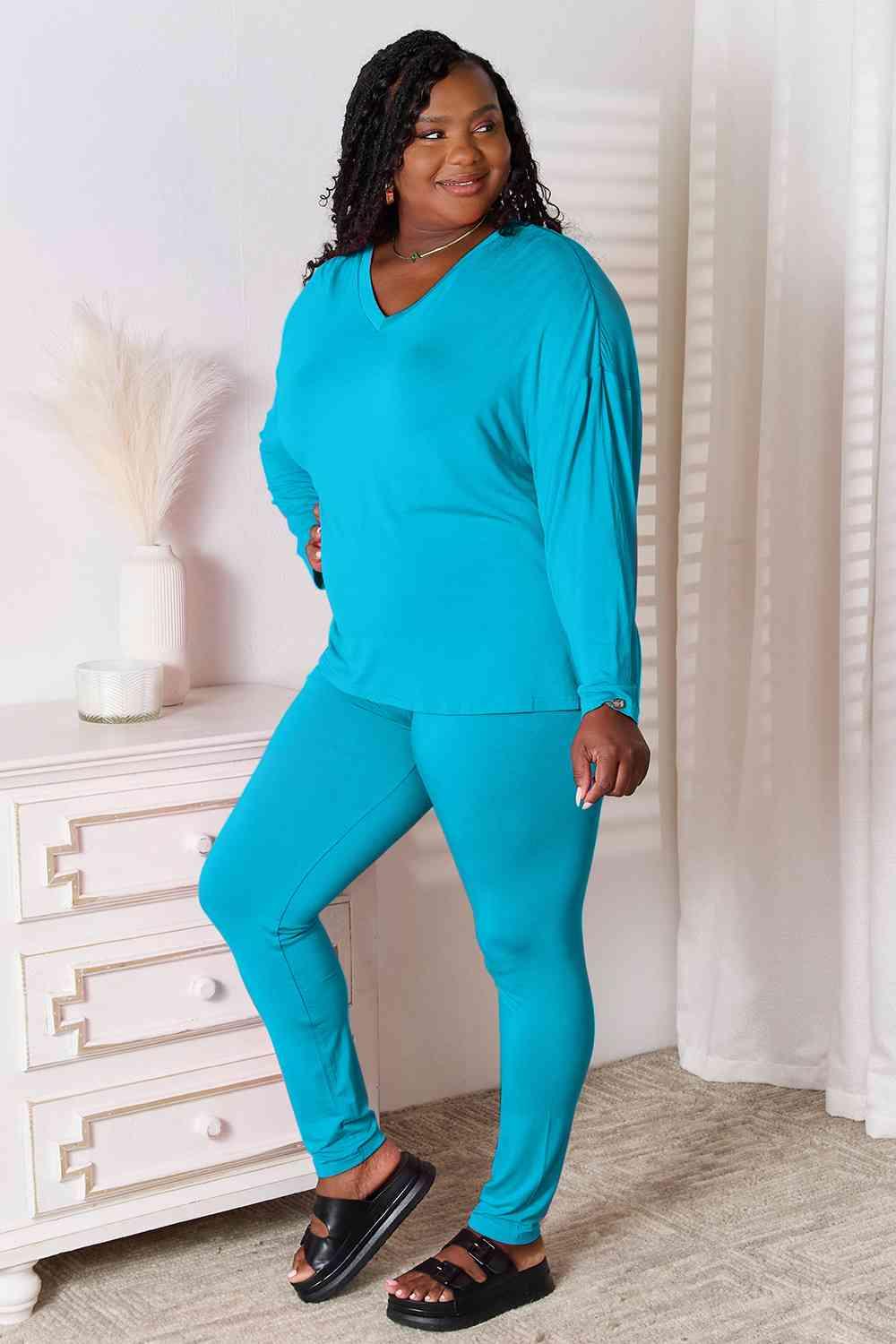Get trendy with Full Size V-Neck Top and Pants Lounge Set - available at Styles Code. Grab yours today!