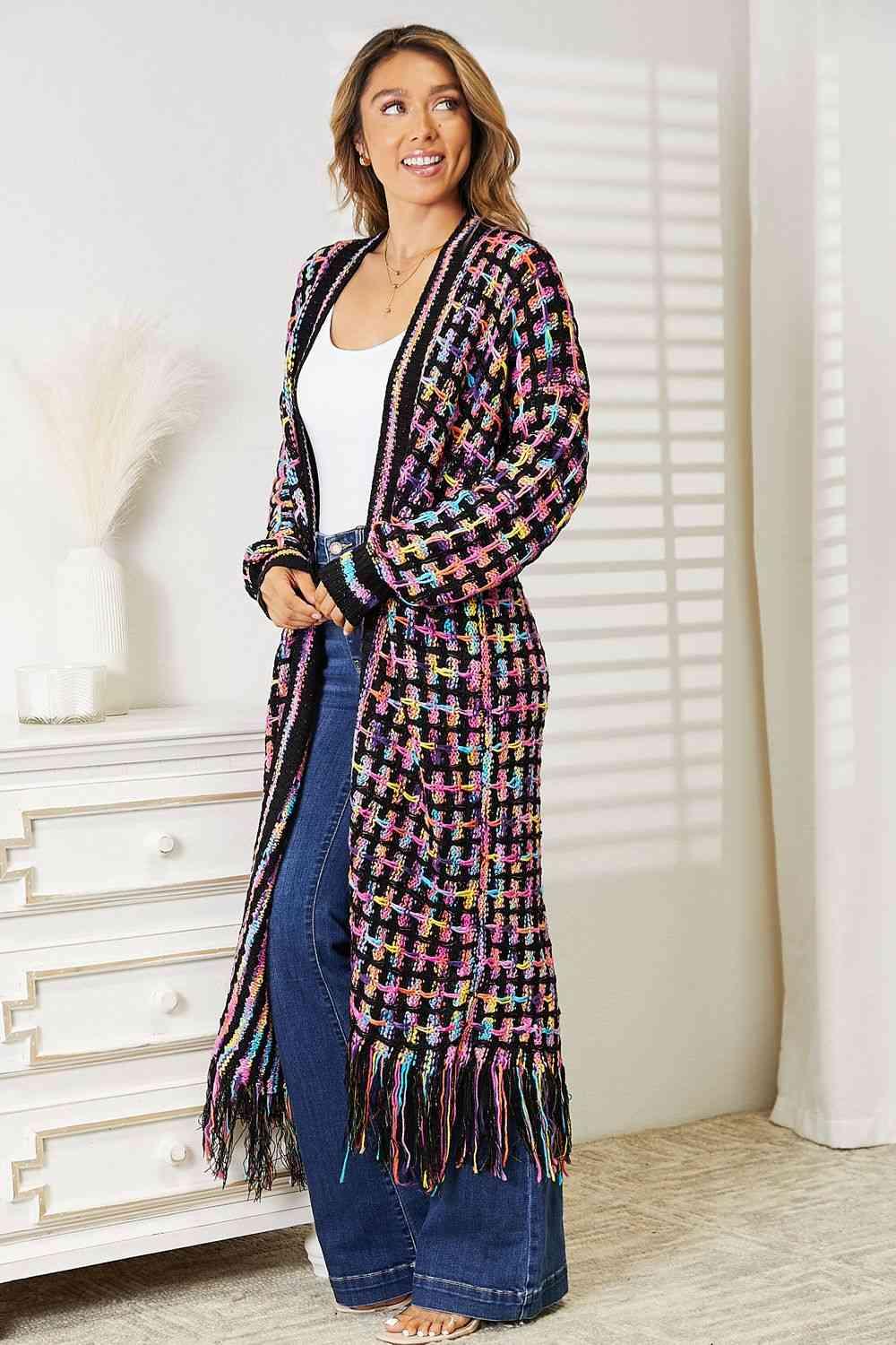 Get trendy with Open Front Fringe Hem Cardigan - Cardigan available at Styles Code. Grab yours today!