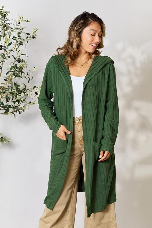 Get trendy with Full Size Hooded Sweater Cardigan - available at Styles Code. Grab yours today!