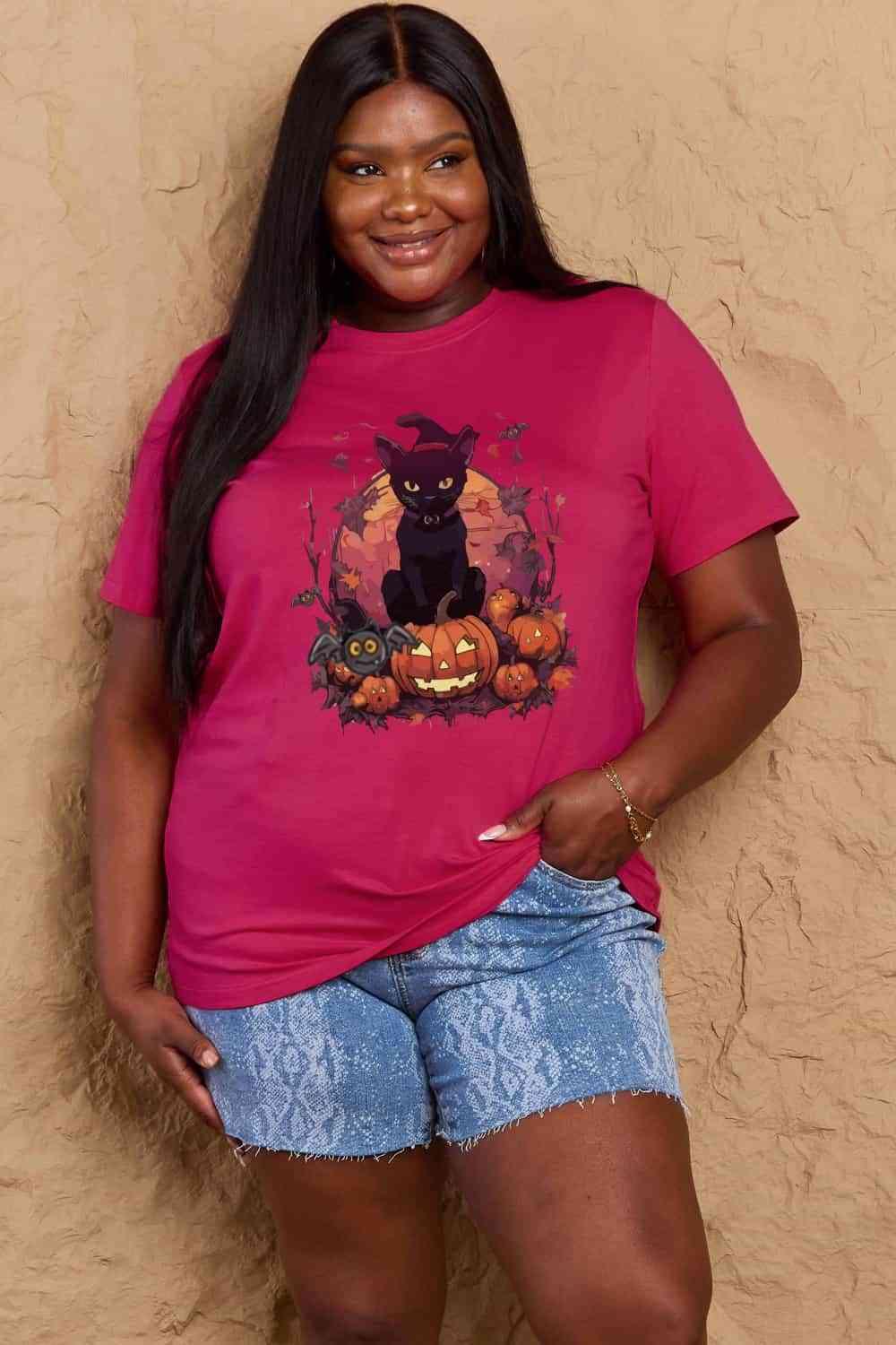 Get trendy with Full Size Halloween Theme Graphic T-Shirt - T-Shirt available at Styles Code. Grab yours today!