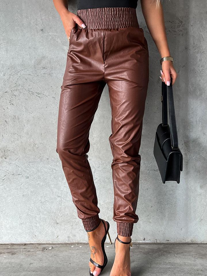 Get trendy with Smocked Waist Long Pants - Bottoms available at Styles Code. Grab yours today!