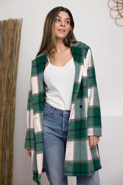 Get trendy with Double Take Full Size Plaid Button Up Lapel Collar Coat - available at Styles Code. Grab yours today!