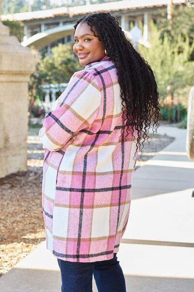 Get trendy with Double Take Full Size Plaid Button Up Lapel Collar Coat - available at Styles Code. Grab yours today!