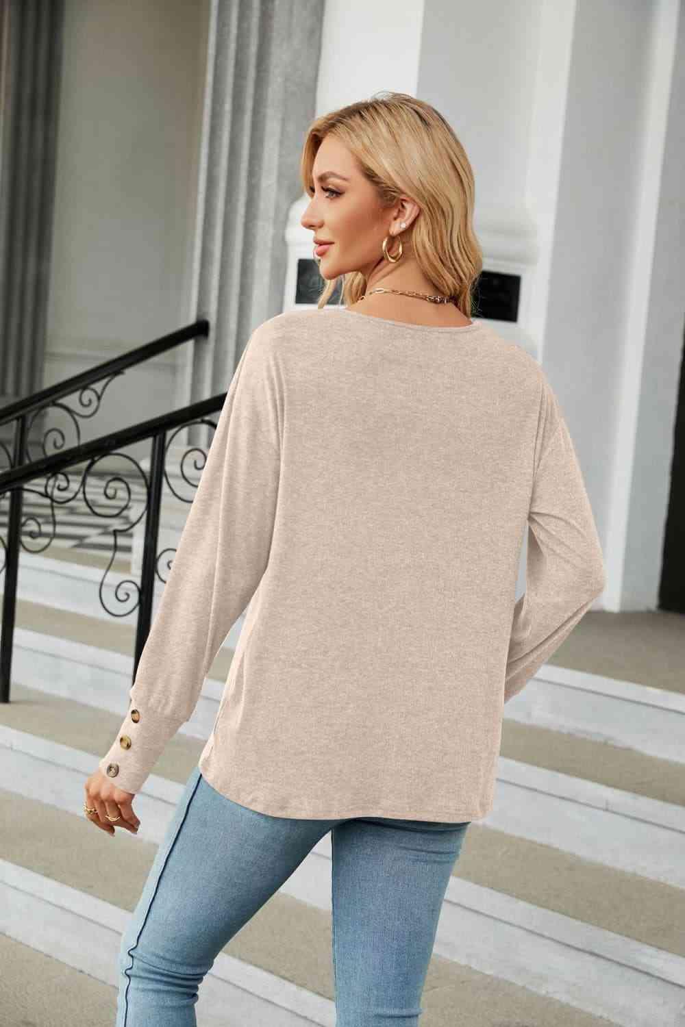 Get trendy with V-Neck Long Sleeve T-Shirt - T-Shirt available at Styles Code. Grab yours today!