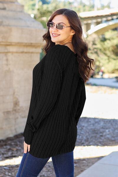 Get trendy with Basic Bae Full Size Ribbed Round Neck Long Sleeve Knit Top - available at Styles Code. Grab yours today!