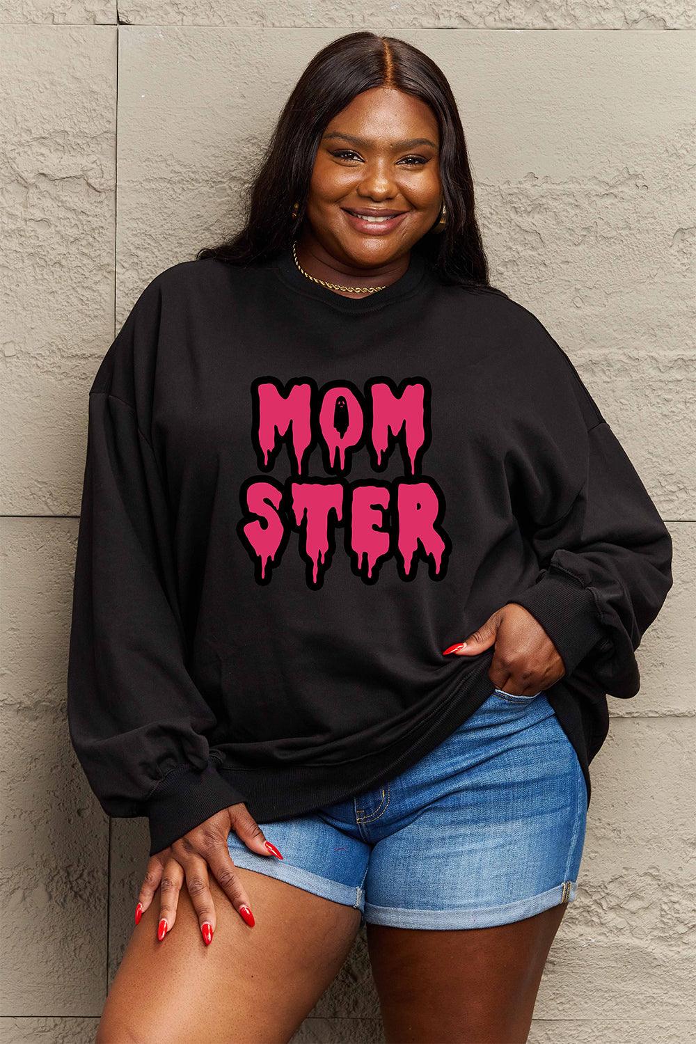 Get trendy with Simply Love Full Size MOM STER Graphic Sweatshirt - Halloween Clothes available at Styles Code. Grab yours today!