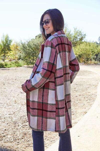 Get trendy with Double Take Full Size Plaid Button Up Lapel Collar Coat - available at Styles Code. Grab yours today!