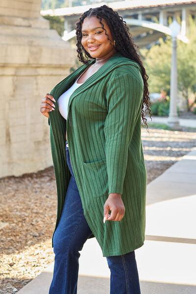 Get trendy with Full Size Hooded Sweater Cardigan - available at Styles Code. Grab yours today!