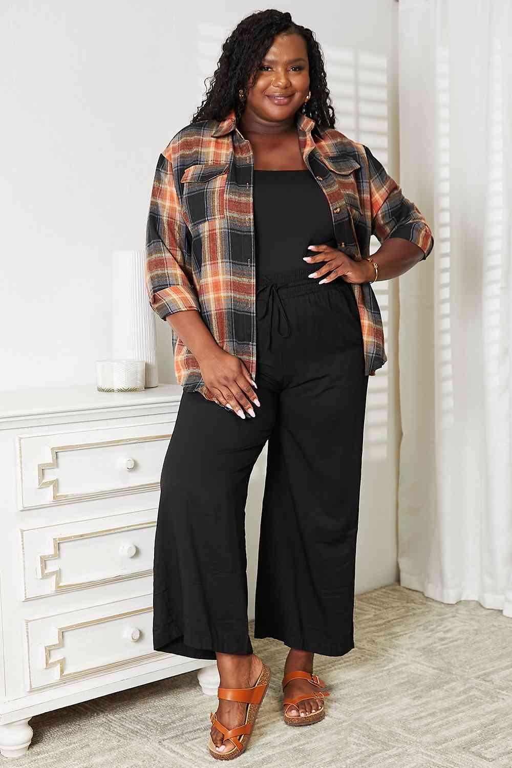 Get trendy with Plaid Dropped Shoulder Shirt - Shirt available at Styles Code. Grab yours today!