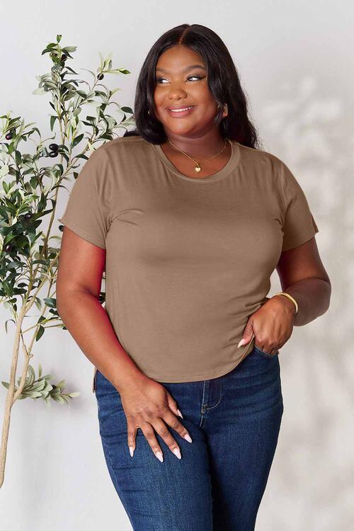 Get trendy with Full Size Round Neck Short Sleeve T-Shirt - available at Styles Code. Grab yours today!