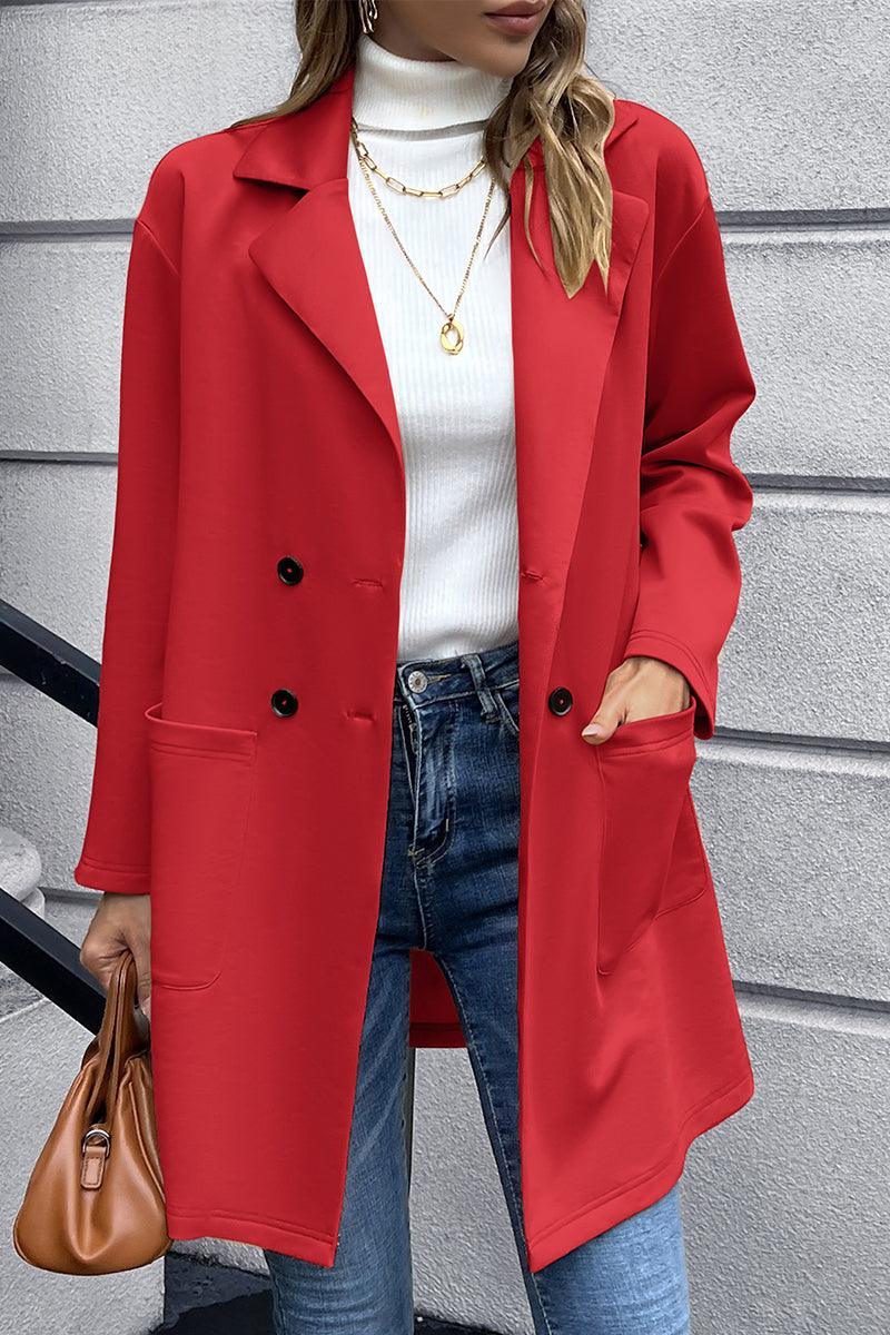 Get trendy with Lapel Collar Long Sleeve Blazer - Blazers available at Styles Code. Grab yours today!