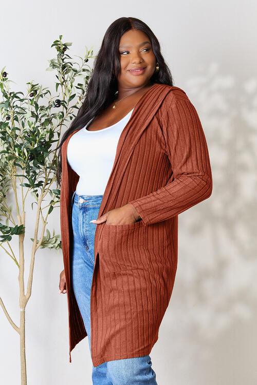 Get trendy with Full Size Hooded Sweater Cardigan - available at Styles Code. Grab yours today!