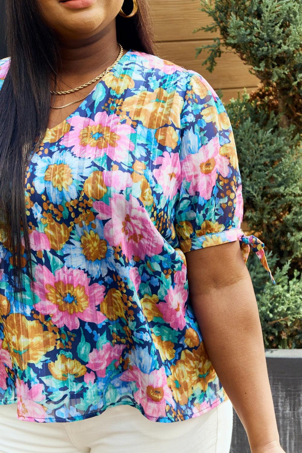 Get trendy with Full Size Floral V-Neck Blouse - available at Styles Code. Grab yours today!