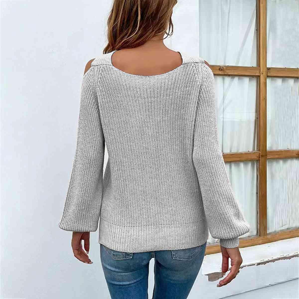 Get trendy with Crisscross Cold-Shoulder Sweater - Sweater available at Styles Code. Grab yours today!