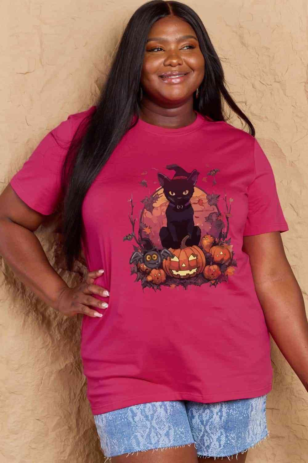 Get trendy with Full Size Halloween Theme Graphic T-Shirt - T-Shirt available at Styles Code. Grab yours today!