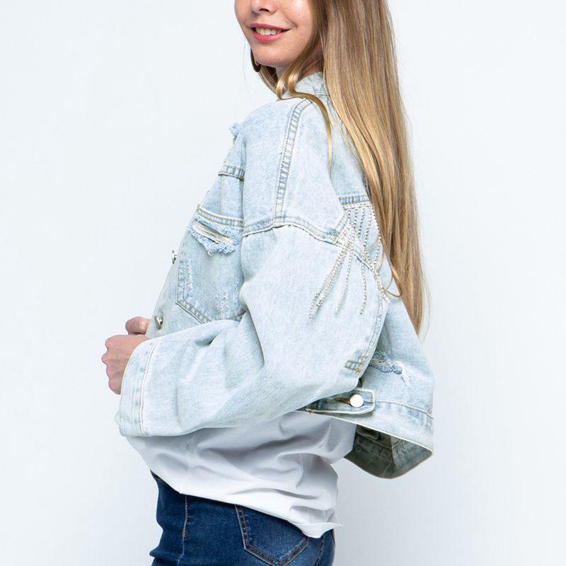 Get trendy with Dropped Shoulder Denim Jacket - Jackets available at Styles Code. Grab yours today!