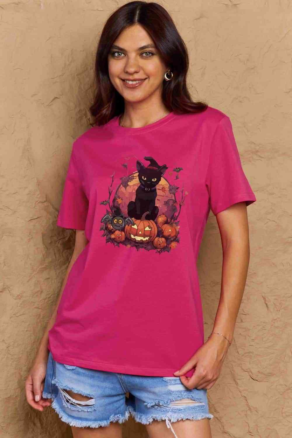 Get trendy with Full Size Halloween Theme Graphic T-Shirt - T-Shirt available at Styles Code. Grab yours today!