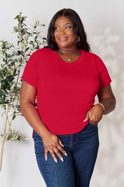 Get trendy with Full Size Round Neck Short Sleeve T-Shirt - available at Styles Code. Grab yours today!
