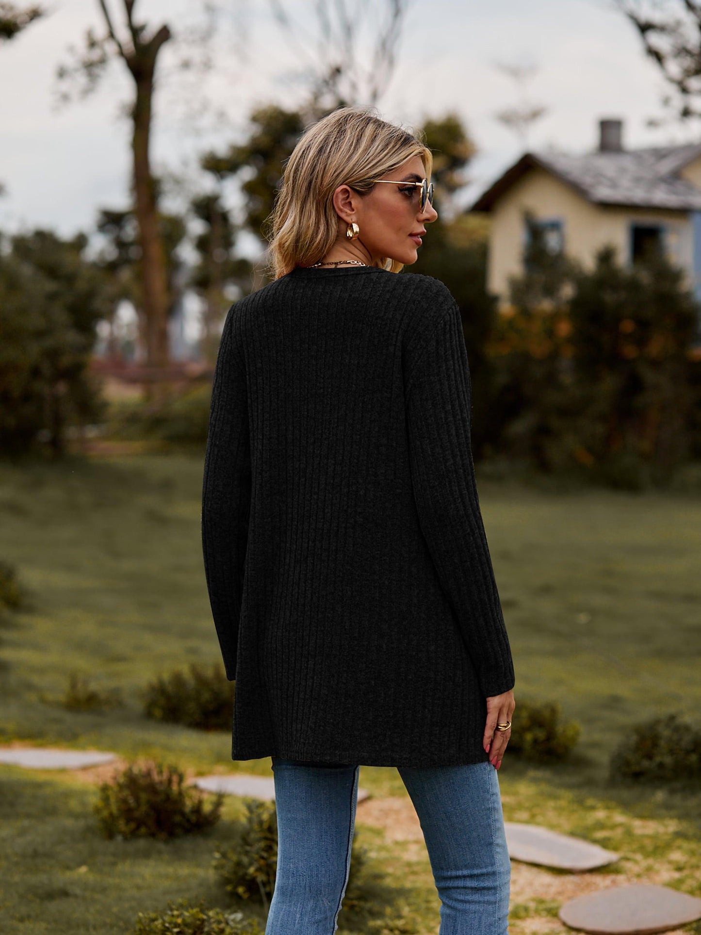 Get trendy with Ribbed Button-UP Cardigan with Pockets - Tops available at Styles Code. Grab yours today!