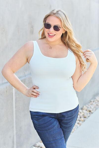 Get trendy with Basic Bae Full Size Square Neck Wide Strap Tank - available at Styles Code. Grab yours today!