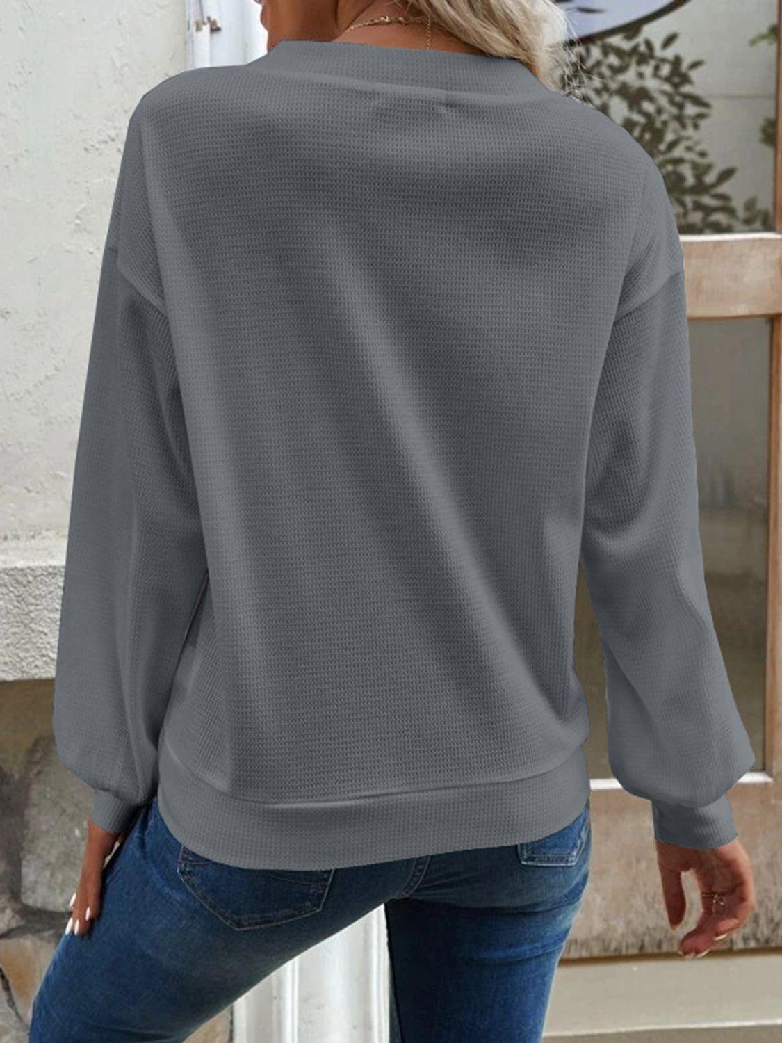 Get trendy with V-Neck Dropped Shoulder Blouse - Tops available at Styles Code. Grab yours today!